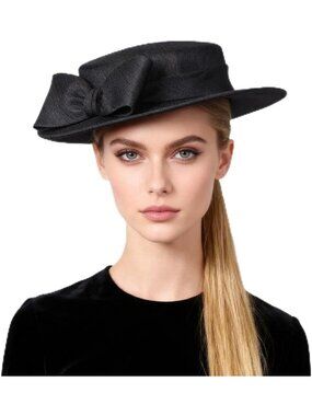 Elegant Wide Brim Church Hat for Women - Kentucky Derby Fascinator with Bow